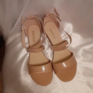 Sz 9.5 Shoesfeild Nude Wedge Strappy Sandals Size 40, (9.5), NIB